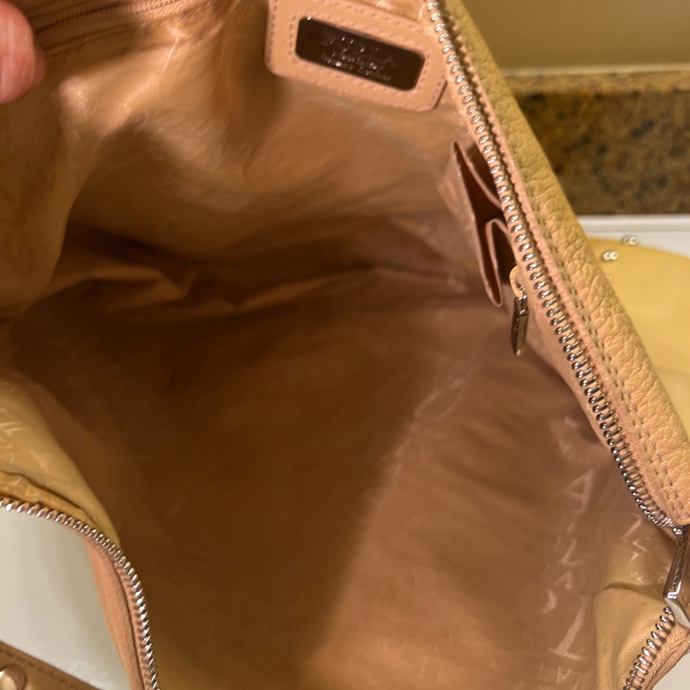 Furla Vintage Buttercup Pebbled Leather Shoulder Bag Hobo 16”x12” Preowned - Picture 12 of 16